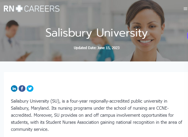 RN Careers article for Salisbury University