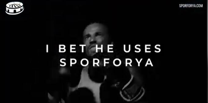 A guy boxing with I bet he uses Sporforya text